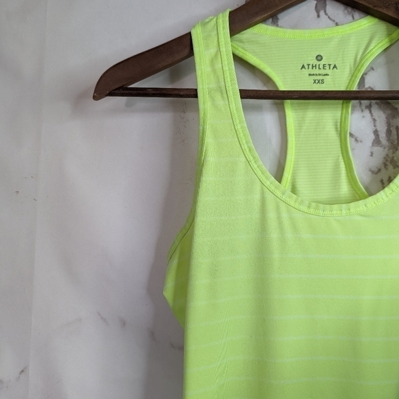 Athleta Striped Tank Yellow Top Racerback Chartreuse Green - Picture 4 of 7